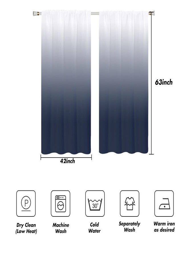Kikiry Navy Blue Curtains 42" W x 63" L Ombre Abstract Cool Adult Men Boys DarkTwo Tone Oriental Gradient Living Room Bedroom Window Drapes Treatment Fabric 1 Pair Visit The Store - Image 4